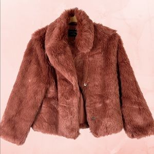 Love Tree Pink Mauve Faux Fur Jacket Size L